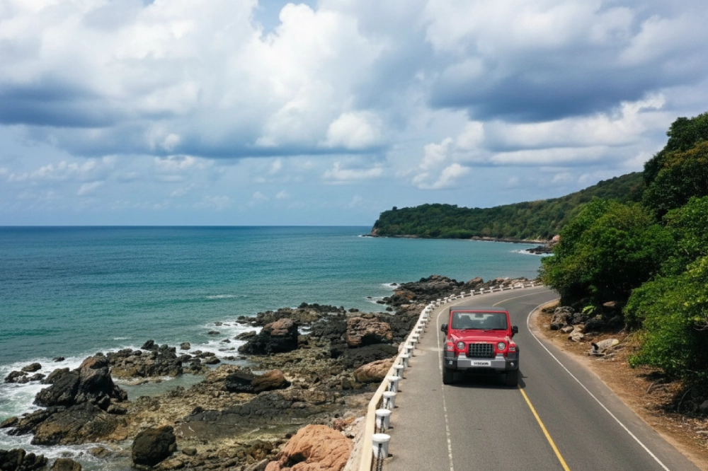 Self drive car rental in Goa coastal road drive